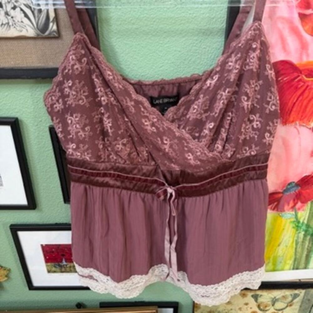 Lane Bryant Cami Top Women SZ 18 Mauve Purple Lace Velvet Y2K Coquette Babydoll